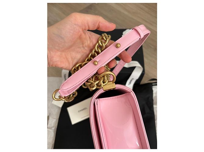 Chanel Boy Bag in Pink Patent Leather - view 8