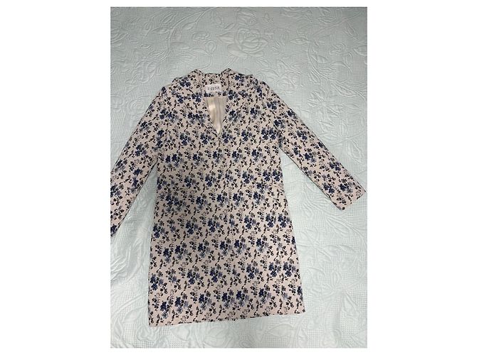 Abrigo Claudie Pierlot Estampado Floral Blanco Azul - vista 3