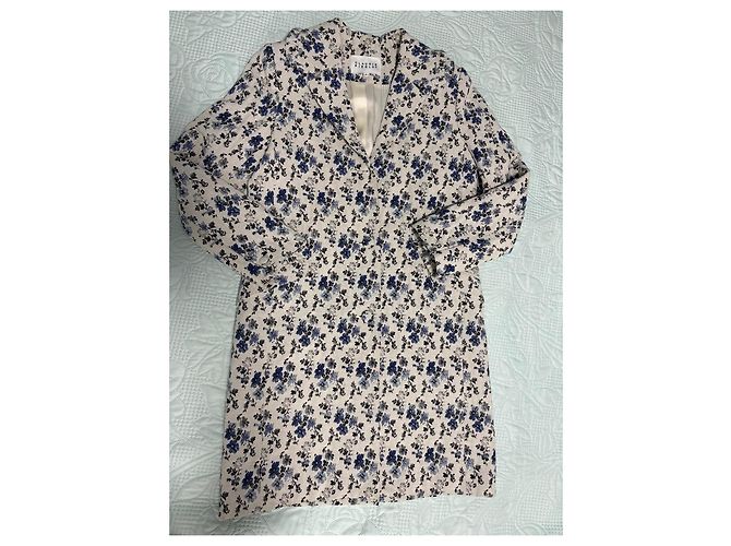 Abrigo Claudie Pierlot Estampado Floral Blanco Azul - vista 4