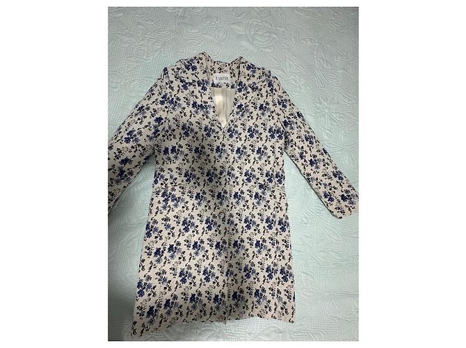 Abrigo Claudie Pierlot Estampado Floral Blanco Azul - vista 5