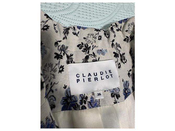 Abrigo Claudie Pierlot Estampado Floral Blanco Azul - vista 6
