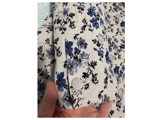 Abrigo Claudie Pierlot Estampado Floral Blanco Azul - vista 7
