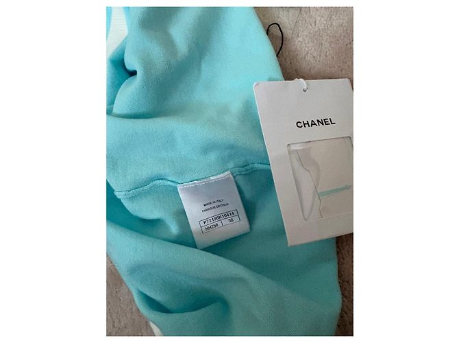 Chanel Hellblauer Strick-Minirock Weiß - Ansicht 7