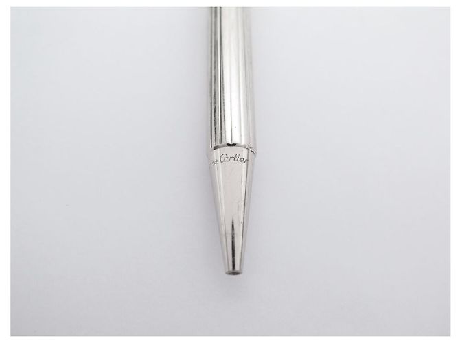 PENNA A SFERA VINTAGE MUST DE CARTIER TRINITY GODRON ARGENTE Argento - vista 5