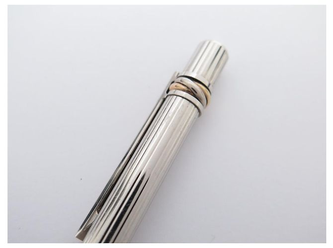 PENNA A SFERA VINTAGE MUST DE CARTIER TRINITY GODRON ARGENTE Argento - vista 8