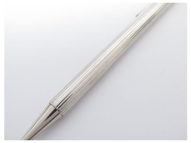 PENNA A SFERA VINTAGE MUST DE CARTIER TRINITY GODRON ARGENTE Argento - vista 9