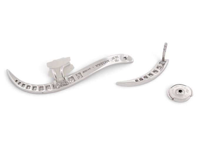NUOVO ORECCHINO A MONO ARCO MESSIKA DAISY ROCK 6511 ORO BIANCO 18K DIAMANTE 3.9G Argento - vista 3