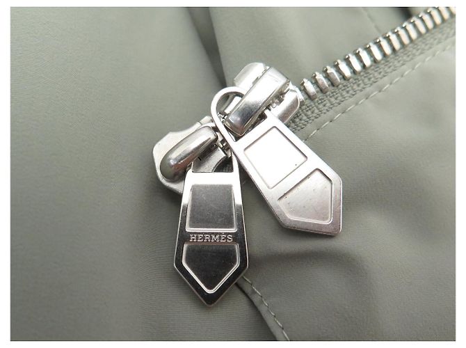 Hermès NUOVA GIACCA HERMES BLUSON ZIP BORDO COSTOLATO M 48 IN COTONE GRIGIO - vista 11
