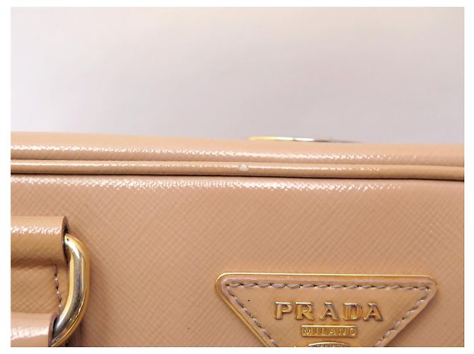 BORSA A MANO PRADA PYRAMID PROMENADE BEIGE PELLE SAFFIANO VERNICE BL0808 BAG - vista 15