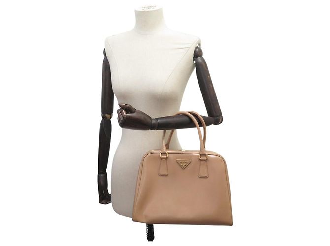 BORSA A MANO PRADA PYRAMID PROMENADE BEIGE PELLE SAFFIANO VERNICE BL0808 BAG - vista 6