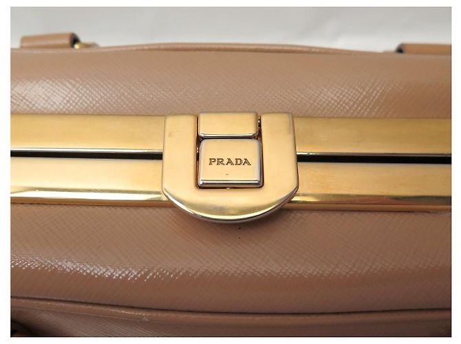 BORSA A MANO PRADA PYRAMID PROMENADE BEIGE PELLE SAFFIANO VERNICE BL0808 BAG - vista 7