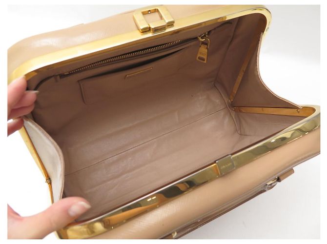 BORSA A MANO PRADA PYRAMID PROMENADE BEIGE PELLE SAFFIANO VERNICE BL0808 BAG - vista 8