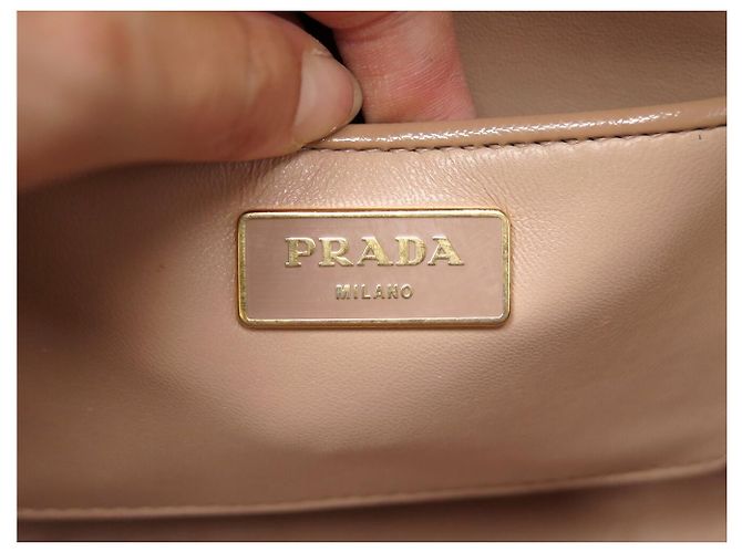 BORSA A MANO PRADA PYRAMID PROMENADE BEIGE PELLE SAFFIANO VERNICE BL0808 BAG - vista 9
