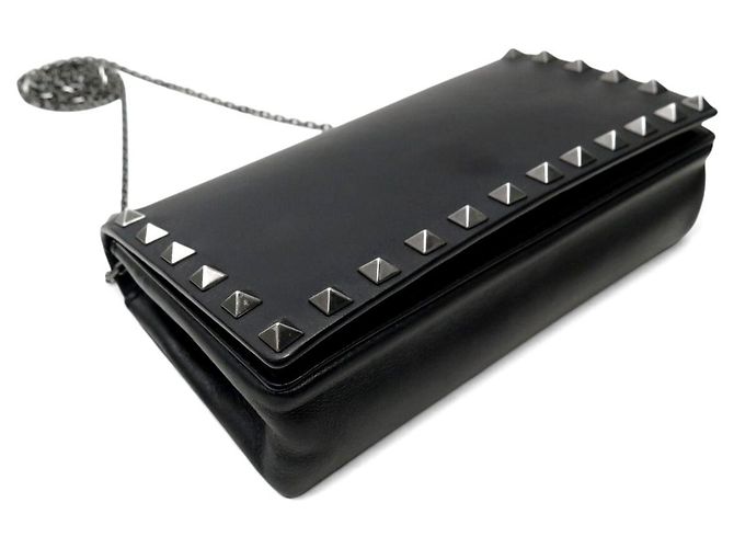 BORSA A MANO VALENTINO POCHETTE ROCKSTUD PELLE NERA BORCHIE TRACOLLA BAG Nero - vista 3