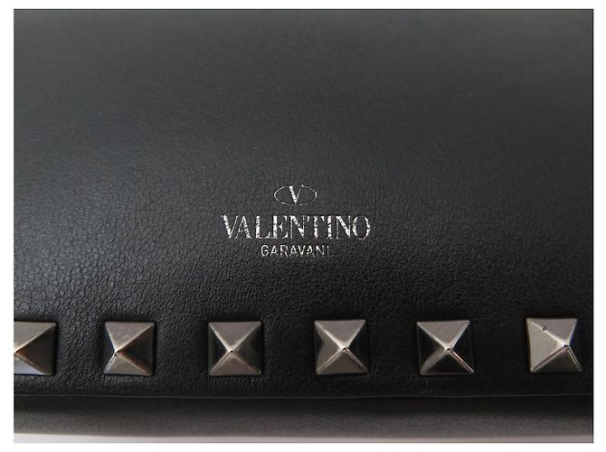 BORSA A MANO VALENTINO POCHETTE ROCKSTUD PELLE NERA BORCHIE TRACOLLA BAG Nero - vista 6