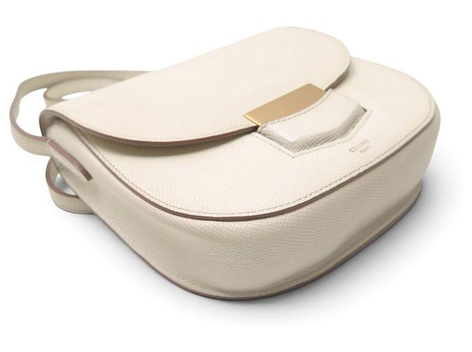 Céline BOLSO DE MANO CELINE TROTTEUR PM CUERO CREMA BANDOLERA CROSSBODY BAG PURSE Crudo - vista 3