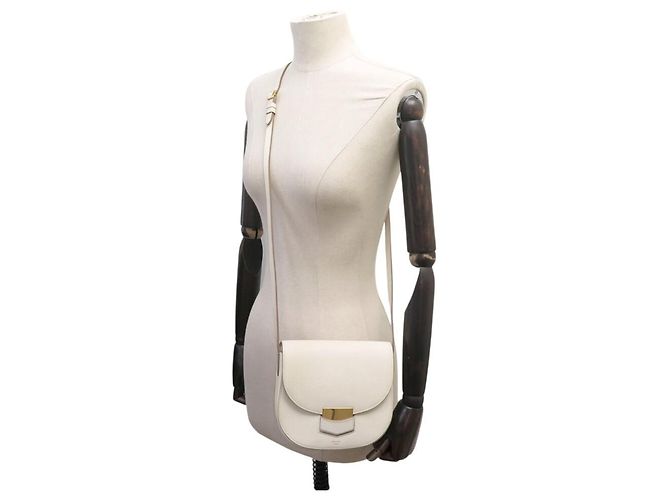 Céline BOLSO DE MANO CELINE TROTTEUR PM CUERO CREMA BANDOLERA CROSSBODY BAG PURSE Crudo - vista 5