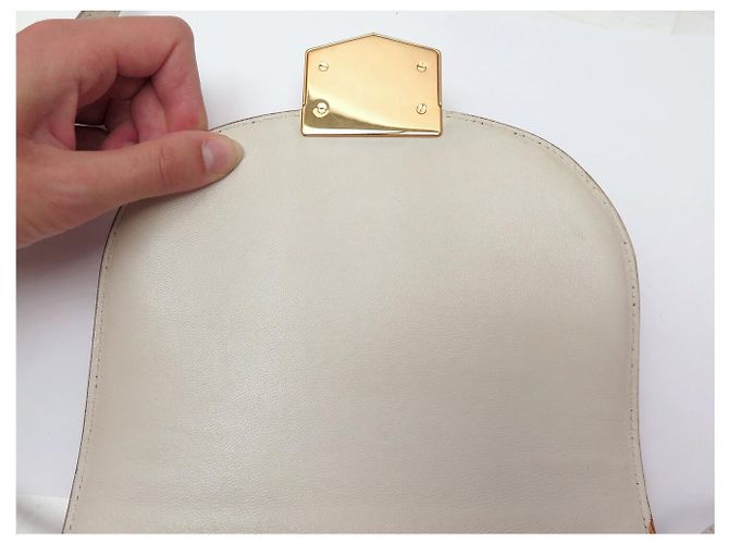 Céline BOLSO DE MANO CELINE TROTTEUR PM CUERO CREMA BANDOLERA CROSSBODY BAG PURSE Crudo - vista 7