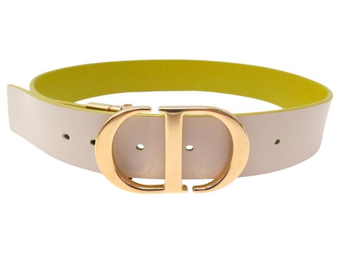 Christian Dior CINTURÓN DIOR 30 MONTAIGNE REVERSIBLE CD DE CUERO NUEVO VERDE Y BEIGE T70 BELT - vista 2