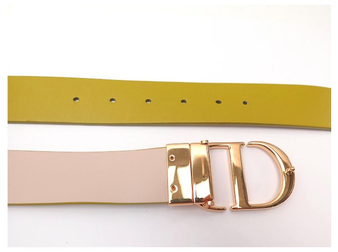 Christian Dior CINTURÓN DIOR 30 MONTAIGNE REVERSIBLE CD DE CUERO NUEVO VERDE Y BEIGE T70 BELT - vista 9