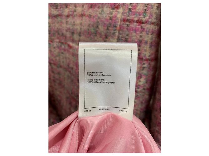 Chanel Abrigo de Tweed Rosa Beige Gris - vista 8