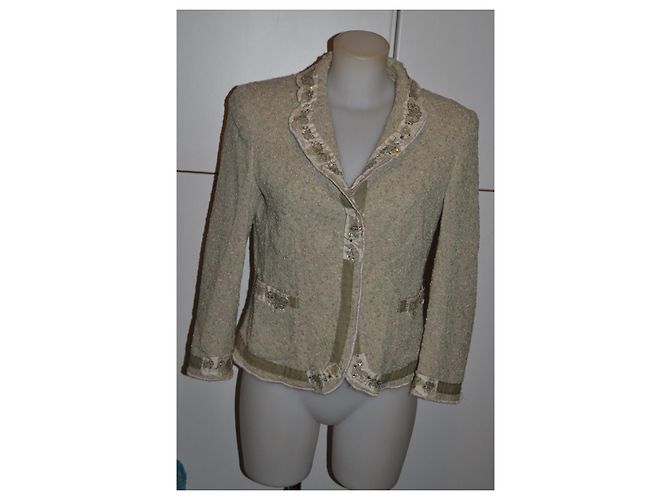 Moschino Tweed-Jacke Beige mit Perlen Weiß - Ansicht 2