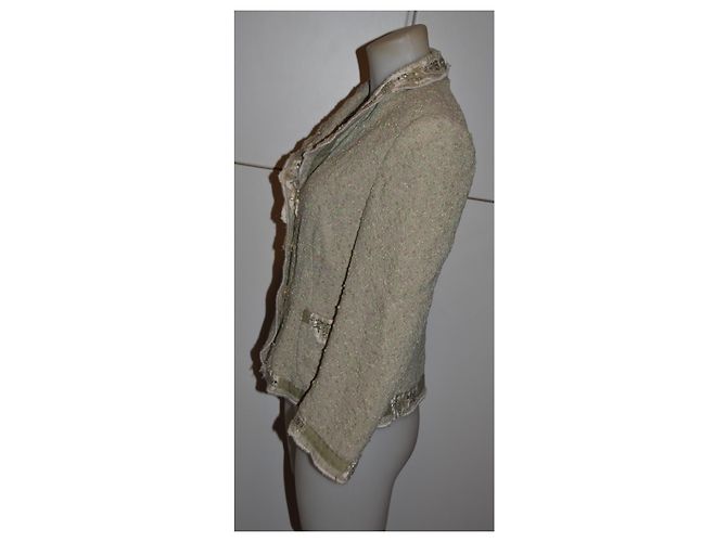 Moschino Tweed-Jacke Beige mit Perlen Weiß - Ansicht 3