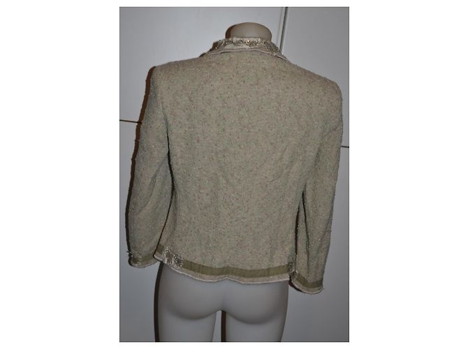 Moschino Tweed-Jacke Beige mit Perlen Weiß - Ansicht 4