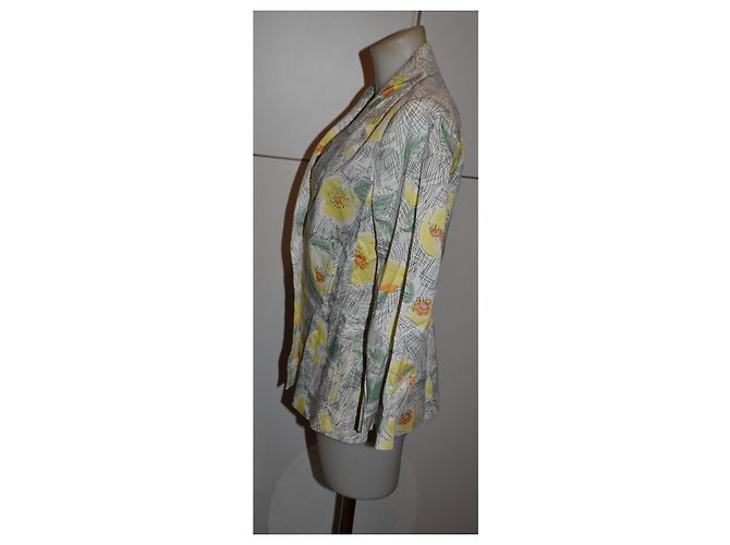 Autre Marque MAX&Co. Blazer Floreale in Cotone Bianco Verde Arancione Grigio Giallo - vista 3
