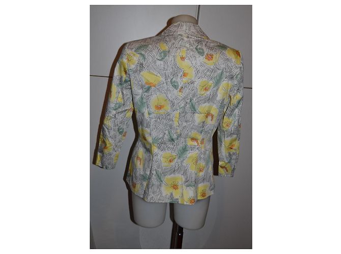 Autre Marque MAX&Co. Blazer Floreale in Cotone Bianco Verde Arancione Grigio Giallo - vista 4