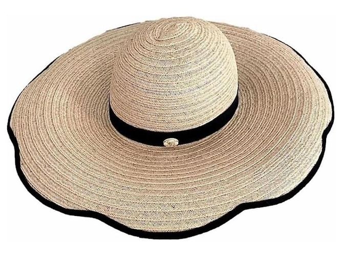 Cappello di paglia a tesa larga Chanel Camelia Nero - vista 2