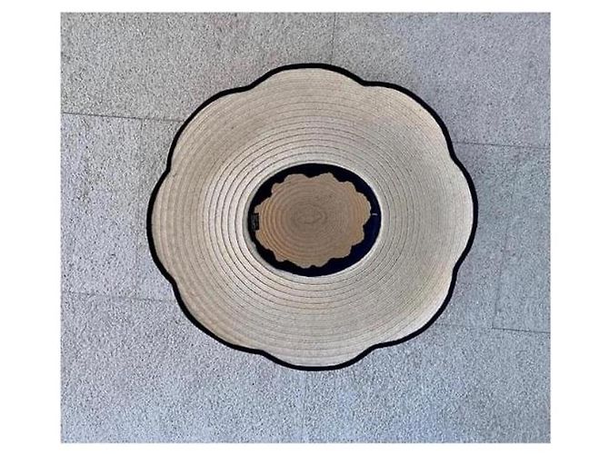 Cappello di paglia a tesa larga Chanel Camelia Nero - vista 4