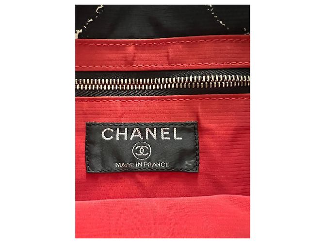Chanel Old Travel Line Bolso Tote Lona Negro Blanco - vista 10