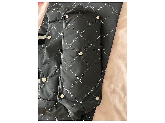 Chanel Old Travel Line Bolso Tote Lona Negro Blanco - vista 3