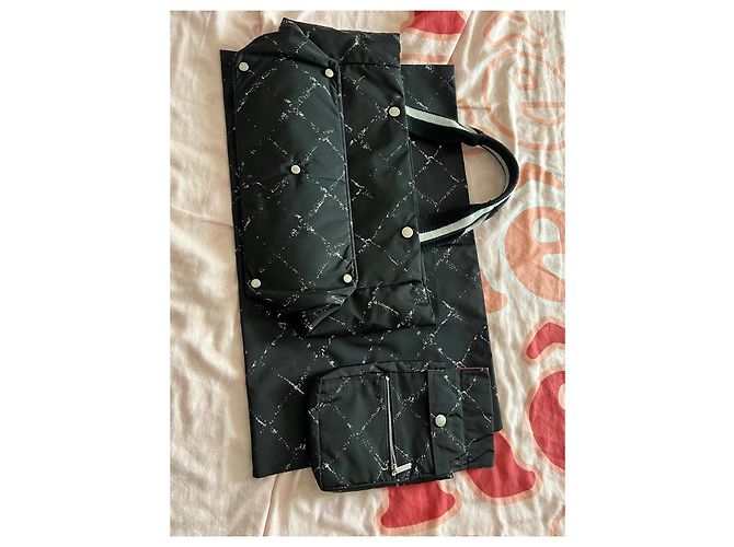 Chanel Old Travel Line Bolso Tote Lona Negro Blanco - vista 5