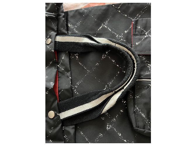 Chanel Old Travel Line Bolso Tote Lona Negro Blanco - vista 6