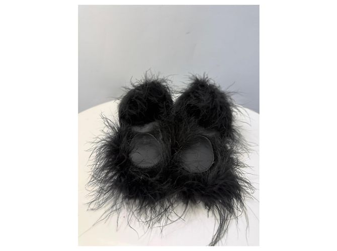 Mules Simone Rocha in velluto nero e pelliccia - vista 2
