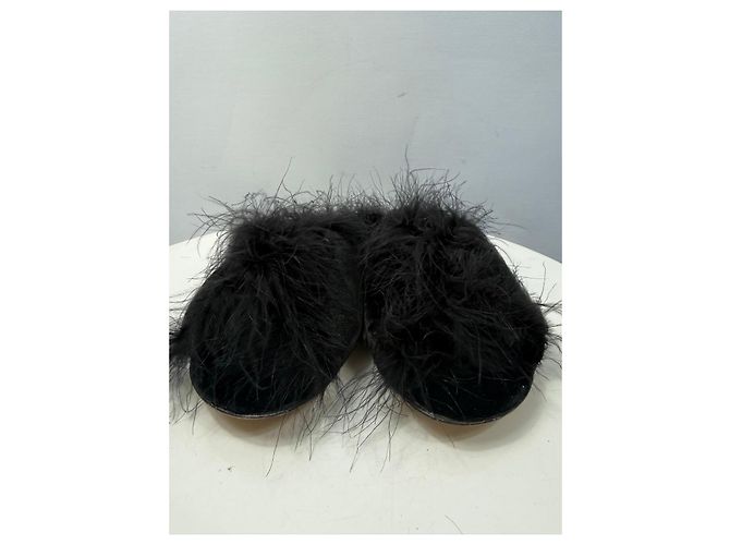 Mules Simone Rocha in velluto nero e pelliccia - vista 4