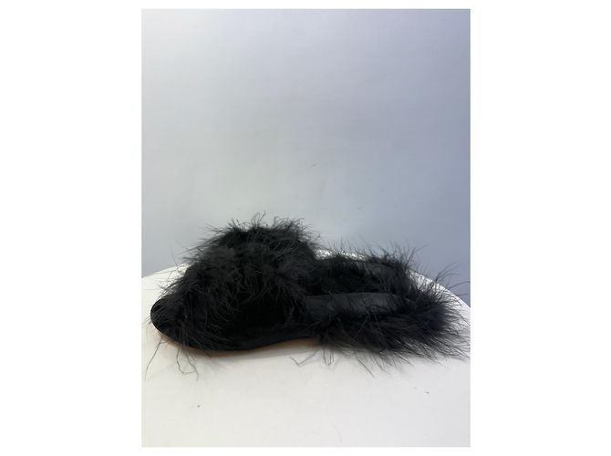 Mules Simone Rocha in velluto nero e pelliccia - vista 6