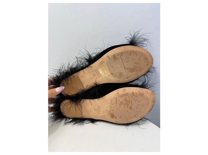 Mules Simone Rocha in velluto nero e pelliccia - vista 7