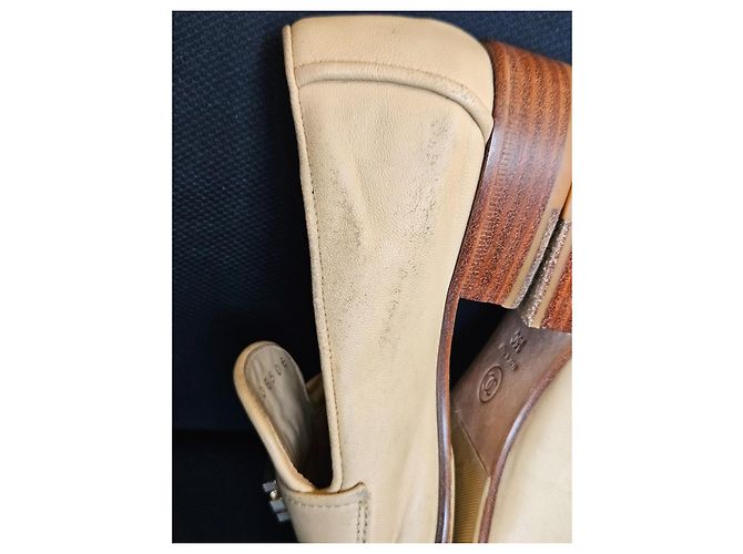 Chanel Mocassini in pelle matelassé beige chiusura CC - vista 14