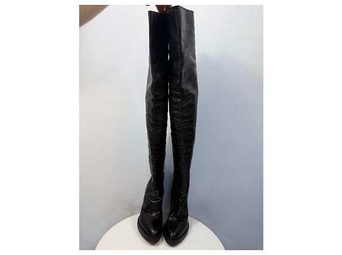 Haider Ackermann Botas Mosqueteras de Cuero Negro - vista 3