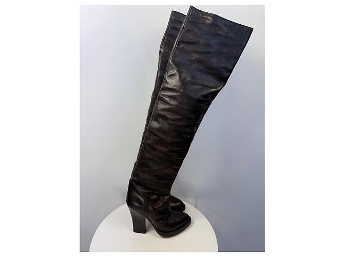 Haider Ackermann Botas Mosqueteras de Cuero Negro - vista 5