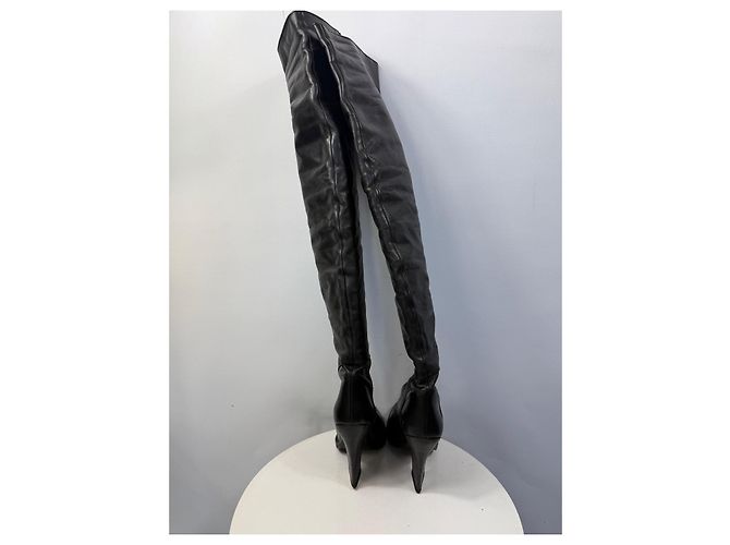 Haider Ackermann Botas Mosqueteras de Cuero Negro - vista 6