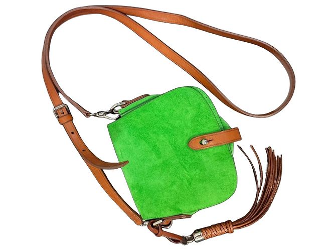 Ralph Lauren Borsa a Tracolla in Camoscio Verde Marrone - vista 2