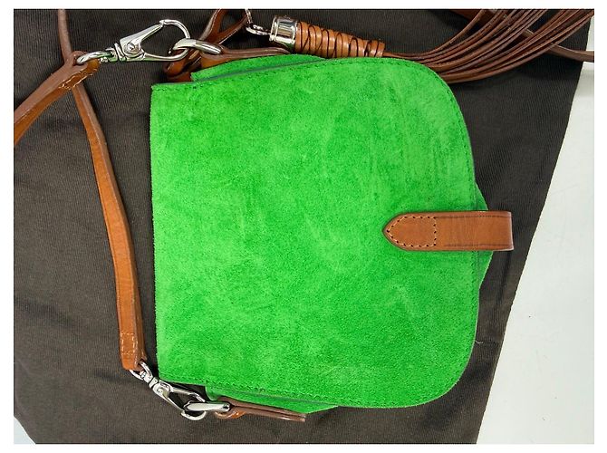 Ralph Lauren Borsa a Tracolla in Camoscio Verde Marrone - vista 3