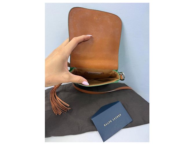 Ralph Lauren Borsa a Tracolla in Camoscio Verde Marrone - vista 6