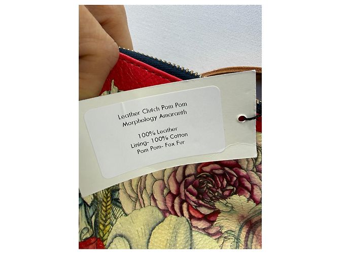 Autre Marque Swash London Clutch in Pelle Morphology Amaranth con Pompon Rosso Multicolore - vista 6
