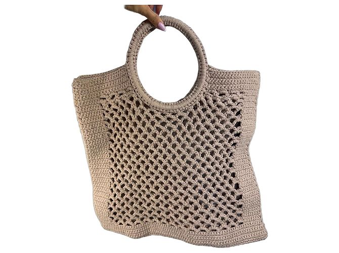 Autre Marque Mizel Borsa Tote in Crochet Beige - vista 2
