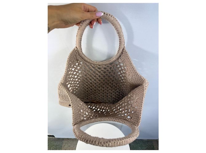 Autre Marque Mizel Borsa Tote in Crochet Beige - vista 3